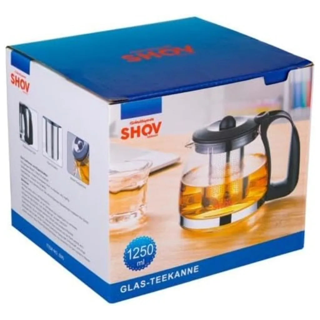 Tomicook Glasteekanne mit Teesieb Überhitzungsschutz Edelstahl Filter Sieb 1250ml