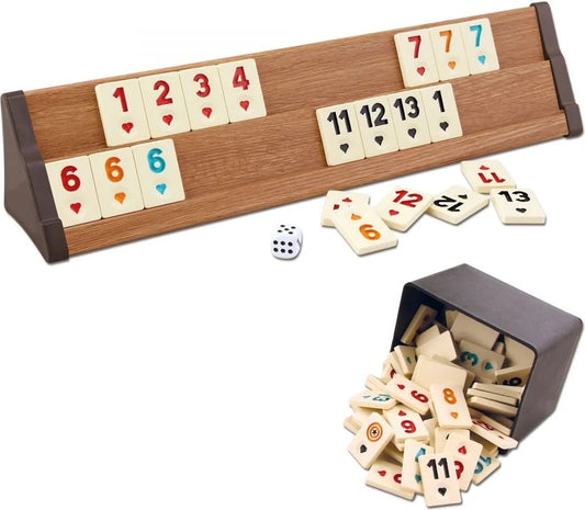 Star Premium VIP Okey Holz Wooden Rummy Set mit Melamin Steine AHSAP Okey TAKIMI