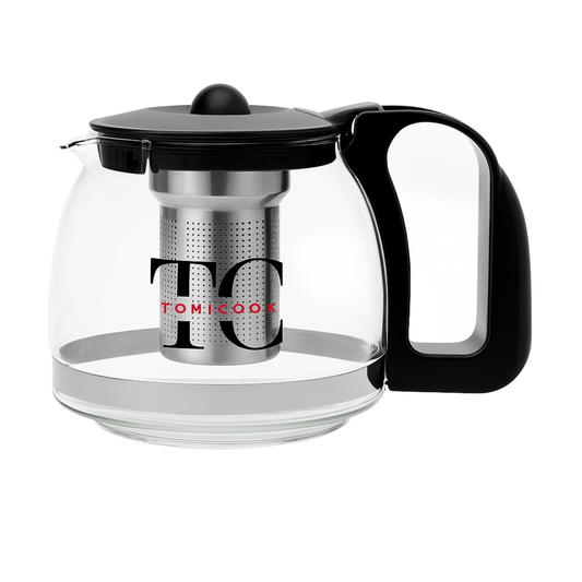 Tomicook Glasteekanne mit Teesieb Überhitzungsschutz Edelstahl Filter Sieb 1250ml