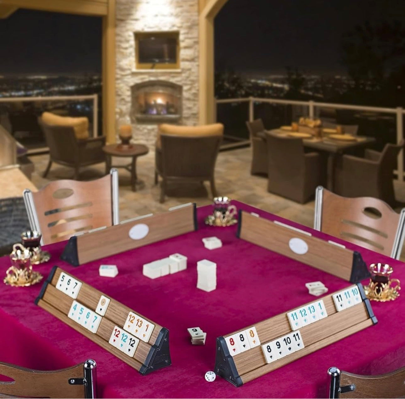 Star Premium VIP Okey Holz Wooden Rummy Set mit Melamin Steine AHSAP Okey TAKIMI