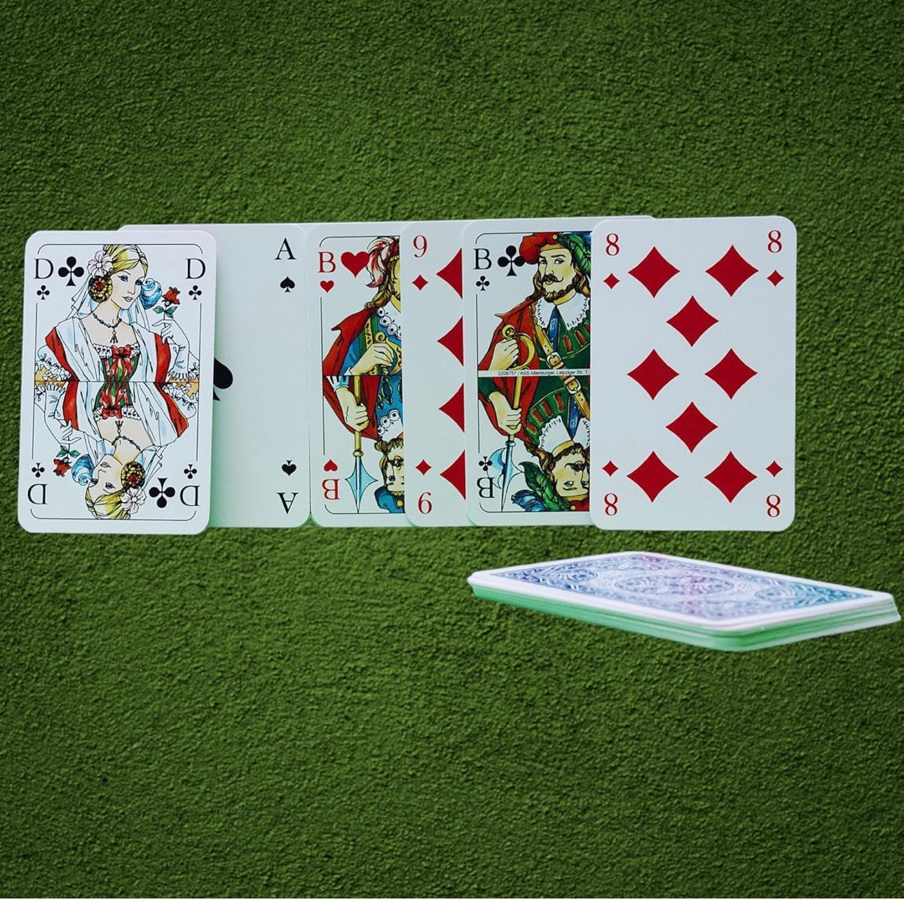 Spielkarten Kartenspiel Rommé Profiqualität für Rommé, Bridge,Canasta Poker oder Skat 55 Blatt BLAU und ROT