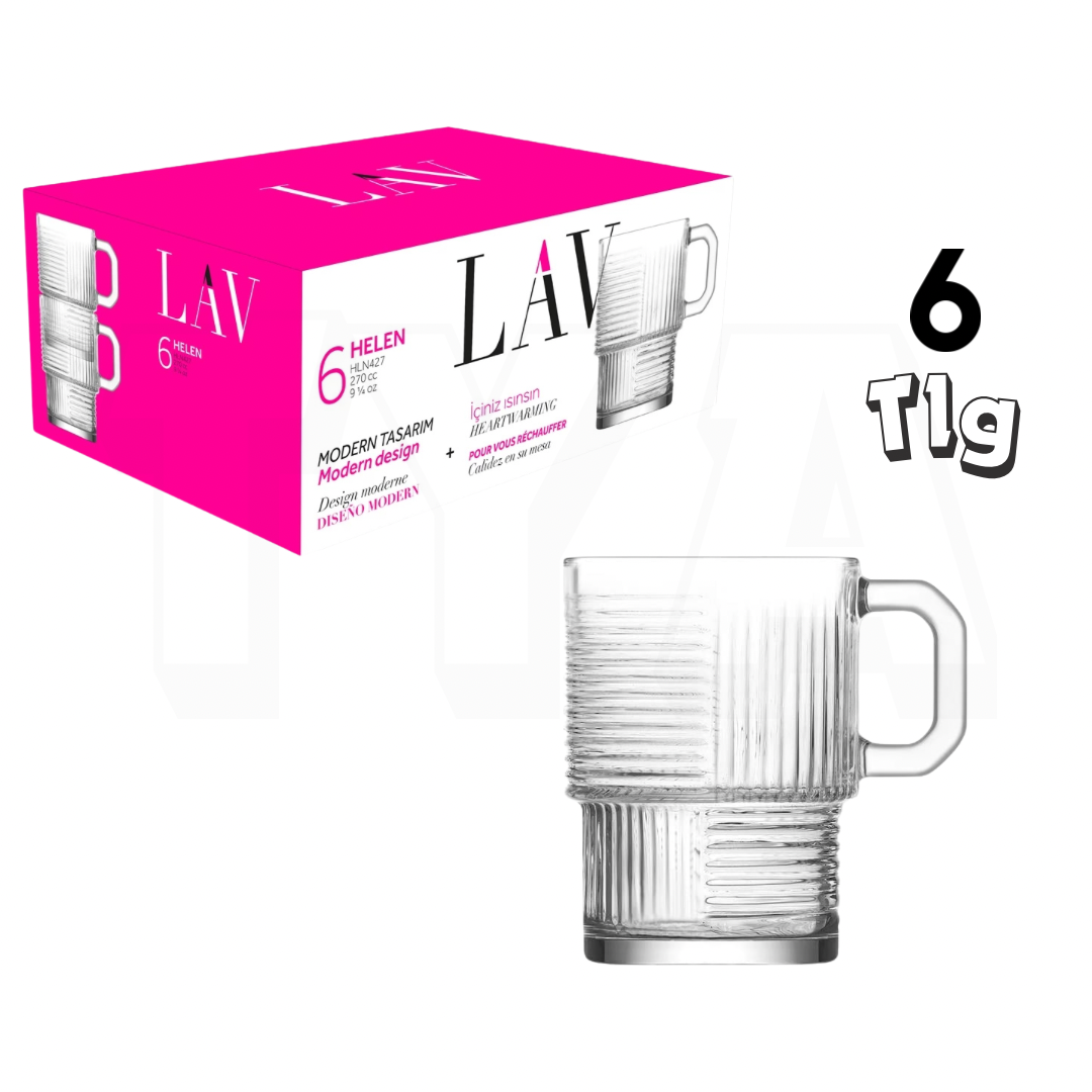 LAV Helen Teegläser mit Henkel 270ml, 6er Set