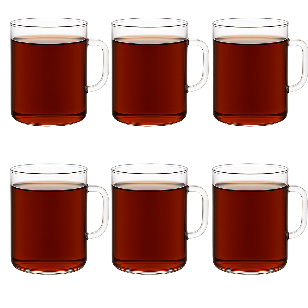 Teegläser 6 Stück mit Henkel 260ml | Für Tee, Kaffee, Glühwein | Hitzebeständig