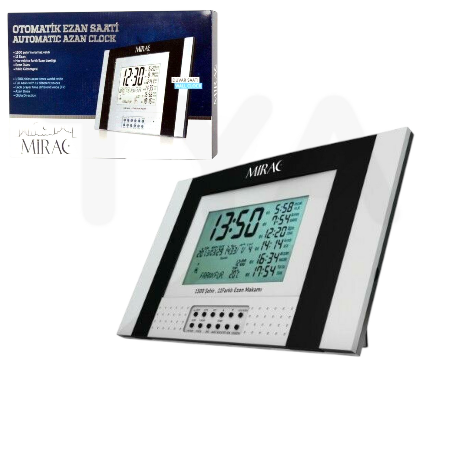 Mirac Ezan Saati – Automatische Gebetsuhr – Azan Clock - Wanduhr