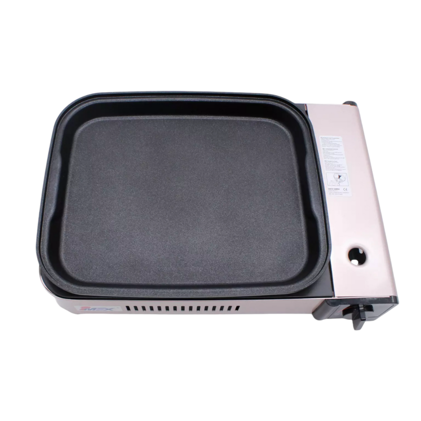 IMEX 2-in-1 Gaskocher und Gasgrill, Grillplatte, Pfanne, Glasdeckel, Koffer